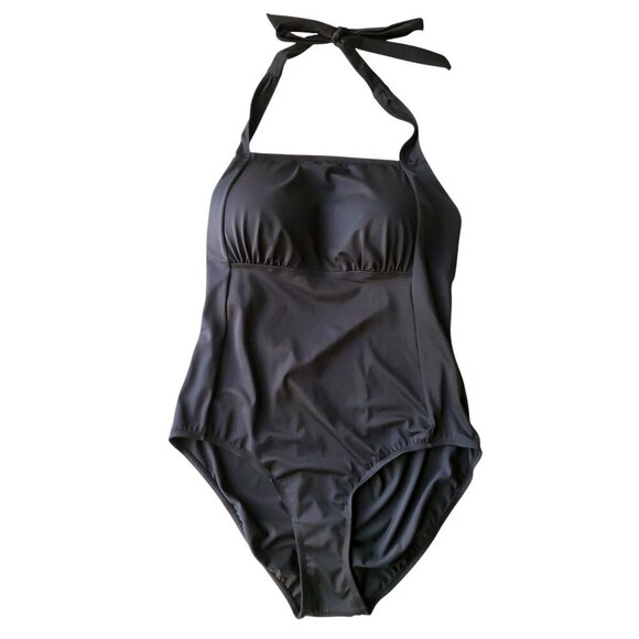 AmberNoon II NWOT One-Piece Halter Top Swimsuit in Black Size 20W - Picture 2 of 16